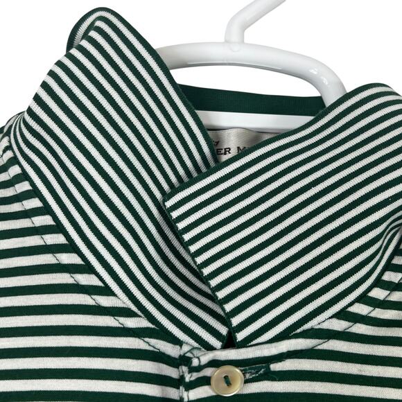 Peter Millar Striped Polo Shirt Mens XL Green Striped Pullover Cotton Casual - Picture 6 of 9